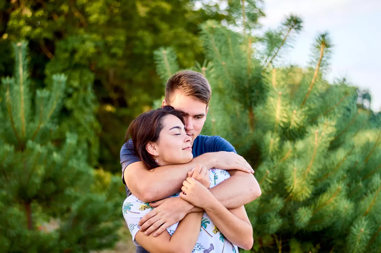 Couple in landscape, romantic