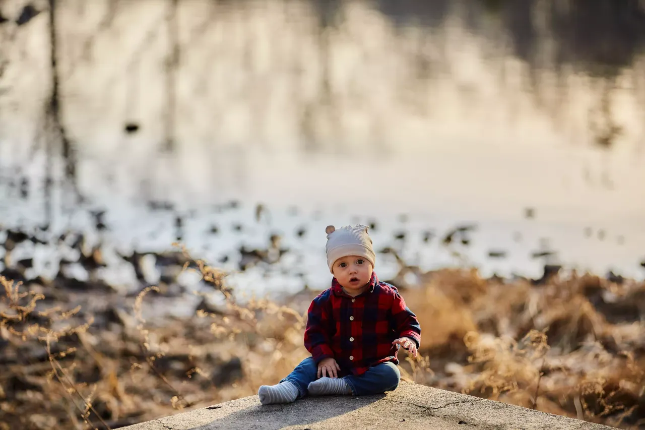 Child in nature, candid moment